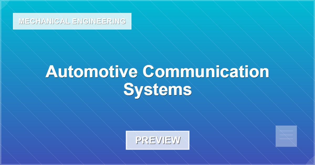 Automotive Communication Systems - Document Preview