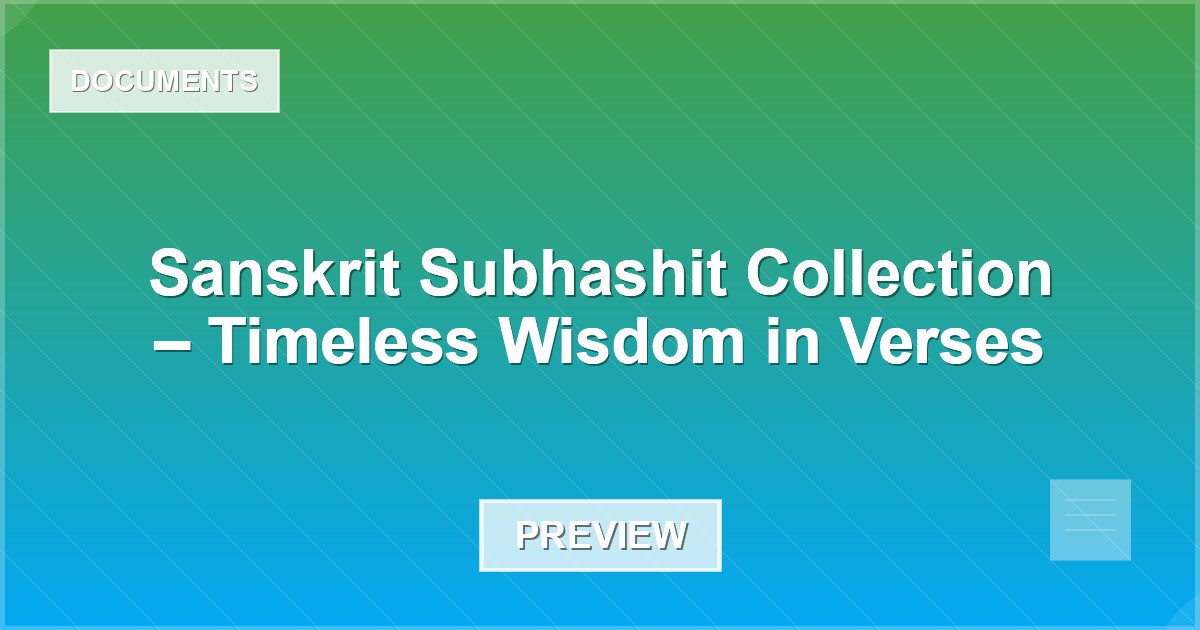 Sanskrit Subhashit Collection – Timeless Wisdom in Verses - Document Preview