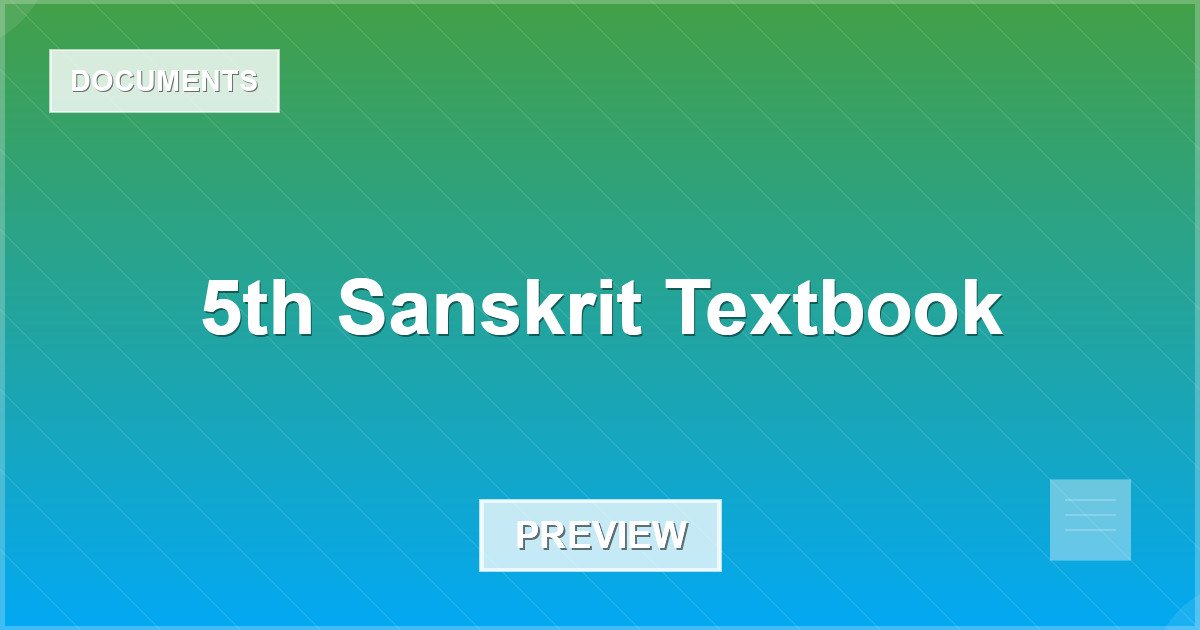 5th Sanskrit Textbook - Document Preview