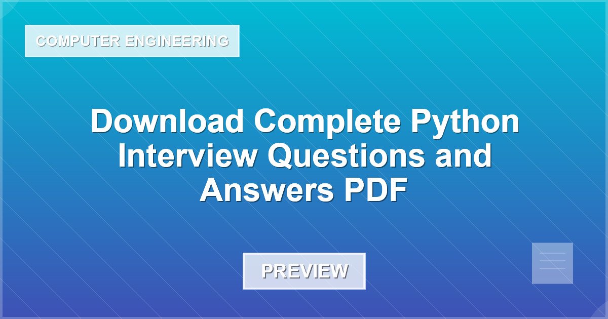 Download Complete Python Interview Questions and Answers PDF - Document Preview